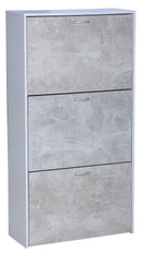 Mobile Scarpiera 3 Ante 60x24x116 cm in Legno Truciolare Bianco e Cemento