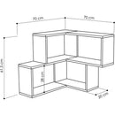Mensola Scaffale Angolare da Parete 70x20x62 cm a 2 Ripiani Salvaspazio in Legno Bianco      