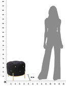 Puff Diamond Glam Nero Ø45x40 cm in Ferro e MDF e Spugna e Poliestere Nero e Oro