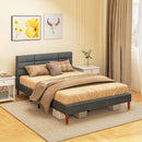 Struttura Letto Matrimoniale con Testiera 141x207x88 cm in Tessuto effetto Lino Grigio  