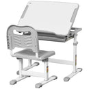 Banco Scuola per Bambini Piano Inclinabile e Sedia Regolabile 66x47x52-77 cm Grigio 