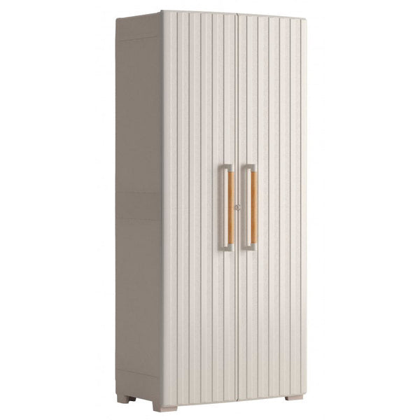 prezzo Armadio da Esterno 3 Ripiani 80x45x180H cm in Plastica Keter Groove Alto Sabbia/Beige