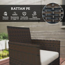 Set da Giardino 4 Pezzi con Divano 2 Sedie e Tavolino Basso con Piano in Vetro in Rattan Beige e Marrone    