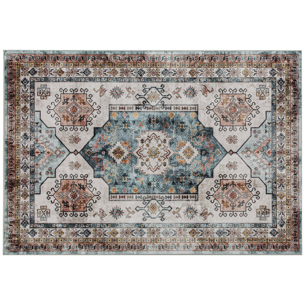Tappeto Vintage Antiscivolo e Lavabile 230x160 cm a Pelo Corto in Effetto Cashmere Multicolore acquista