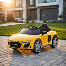 Macchina Elettrica per Bambini 12V Licenza Ufficiale Audi R8 New Spyder con Telecomando e Sedile in pelle Giallo