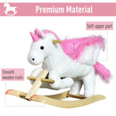 Cavallo a Dondolo Unicorno per Bambini in Legno e Peluche Unicorno Bianco