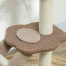 Albero Tiragraffi per Gatti 3 Livelli 48x40x88 cm Cuccia Rialzata in Juta e Peluche Bianco e Marrone