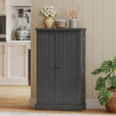 Armadio da Cucina 60x30x104 cm con 5 Ripiani Centrali e 2 Ripiani Laterali a 6 Livelli in MDF Nero      