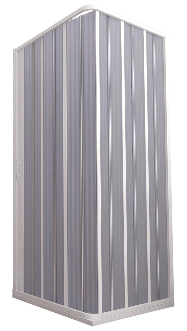 Eckduschabtrennung 1 Falttür aus PVC Seitliche Öffnung H185 cm Dorini Weiß Verschiedene Größen acquista