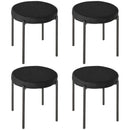 Set 4 Sgabelli Rotondi Ø41,5x46 cm in Tessuto Effetto Velluto Nero  