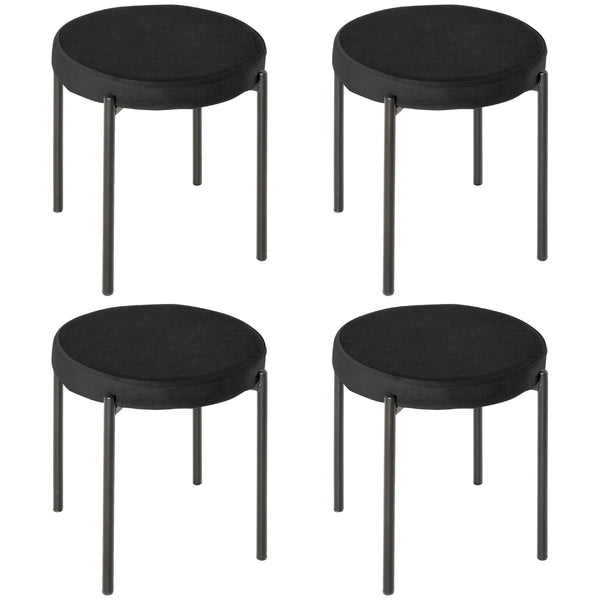 Set 4 Sgabelli Rotondi Ø41,5x46 cm in Tessuto Effetto Velluto Nero prezzo