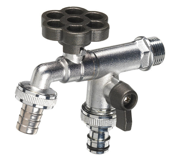 acquista Rubinetto a Sfera Doppio per Fontana da Giardino con Fiore e Leva Colorate Belfer RUB/030 Antracite