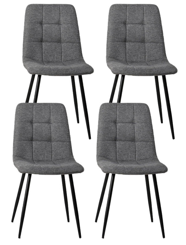prezzo Set 4 Sedie 55x44xH81 cm in Tessuto e Metallo Alma Grigio Chiaro