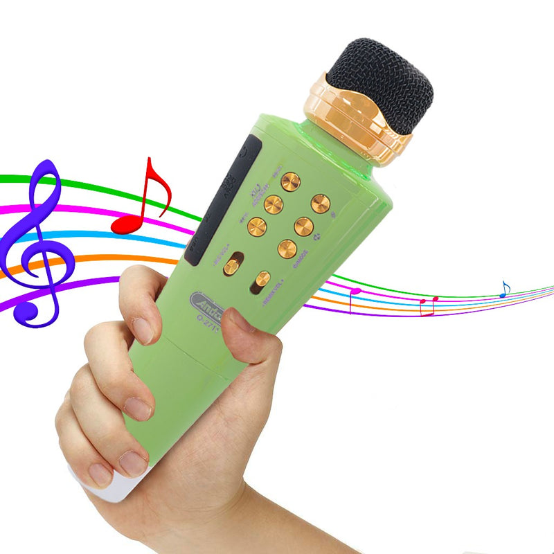 Microfono Karaoke Wireless Speaker Musica Bluetooth con USB per Feste Verde
