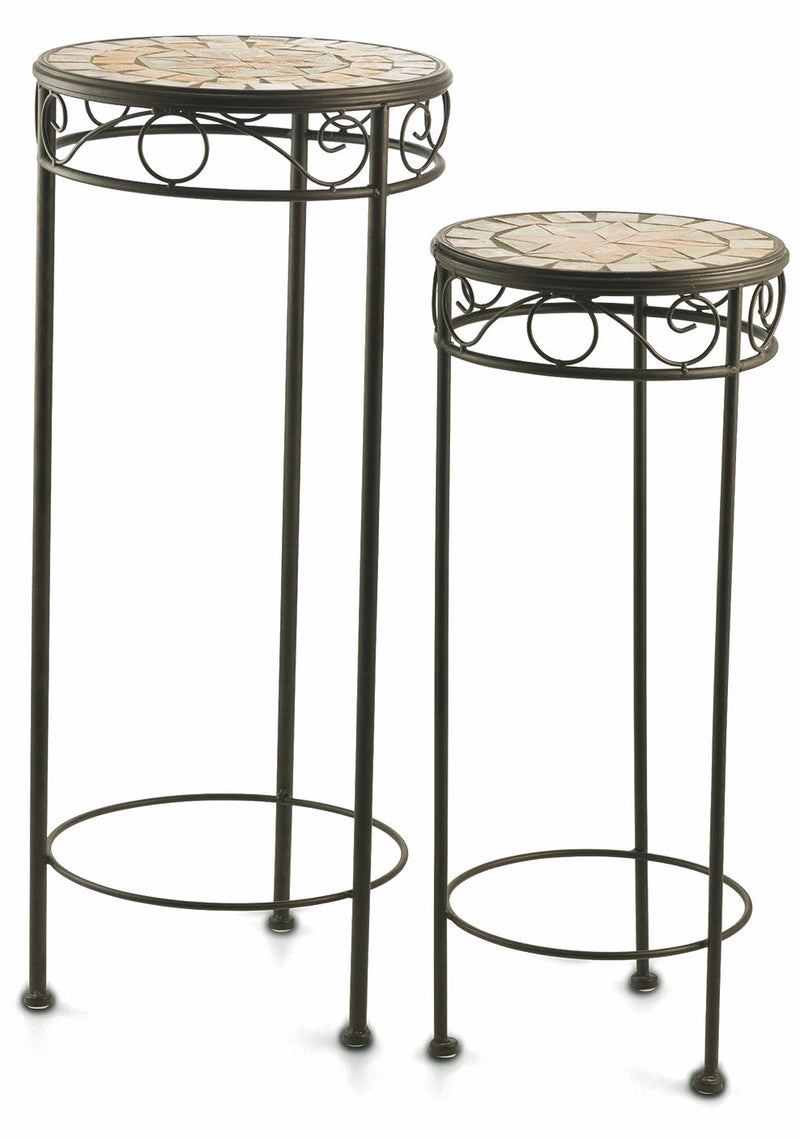 Set 2 Portapiante in Ferro Battuto con Mosaico Soriani Cipro