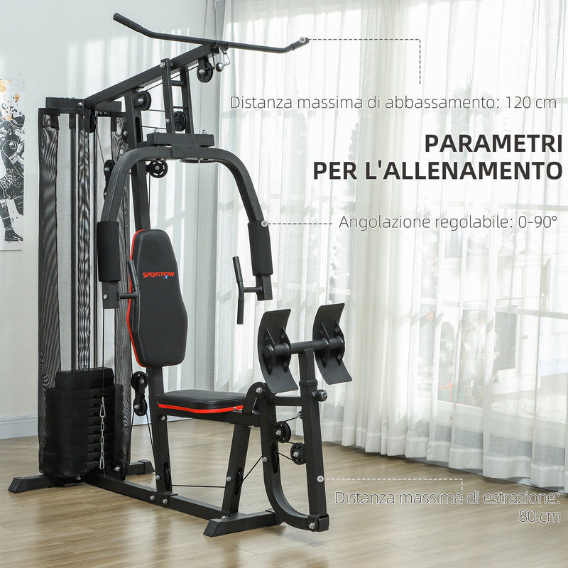 Stazione Fitness Multifunzione con 45 kg di Pesi 160x108x200 cm Nero  