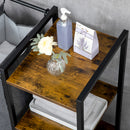 Mobile Portabiancheria 106x40x75 cm con 3 Sacchi in Tessuto e 3 Ripiani Grigio e Marrone