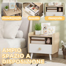 Comodino per Bambini con Cassetto e Vano a Giorno 40x32.5x40 cm in Legno Bianco 