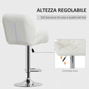 Sgabello da Bar Girevole 47x49x90-111 cm in Similpelle Bianco