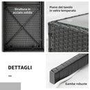 Set Salotto da Giardino Divano 2 Poltrone e Tavolino Nero