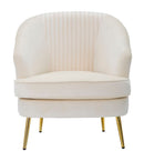 Poltrona Loxy Crema 68x72x80 cm in Legno e Velluto Crema e Oro