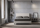 Letto Matrimoniale con Testata e Alzata Comoda Imbottito in Similpelle Sunny Bianco Varie Misure