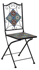 Set Tavolo e 2 Sedie Pieghevoli da Giardino con Mosaico in Metallo Messina