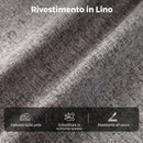 Sedia Ufficio Girevole 70x67x99-108 cm con Braccioli Ribaltabili Altezza Regolabile e Dondolo in Tessuto Effetto Lino Grigio      
