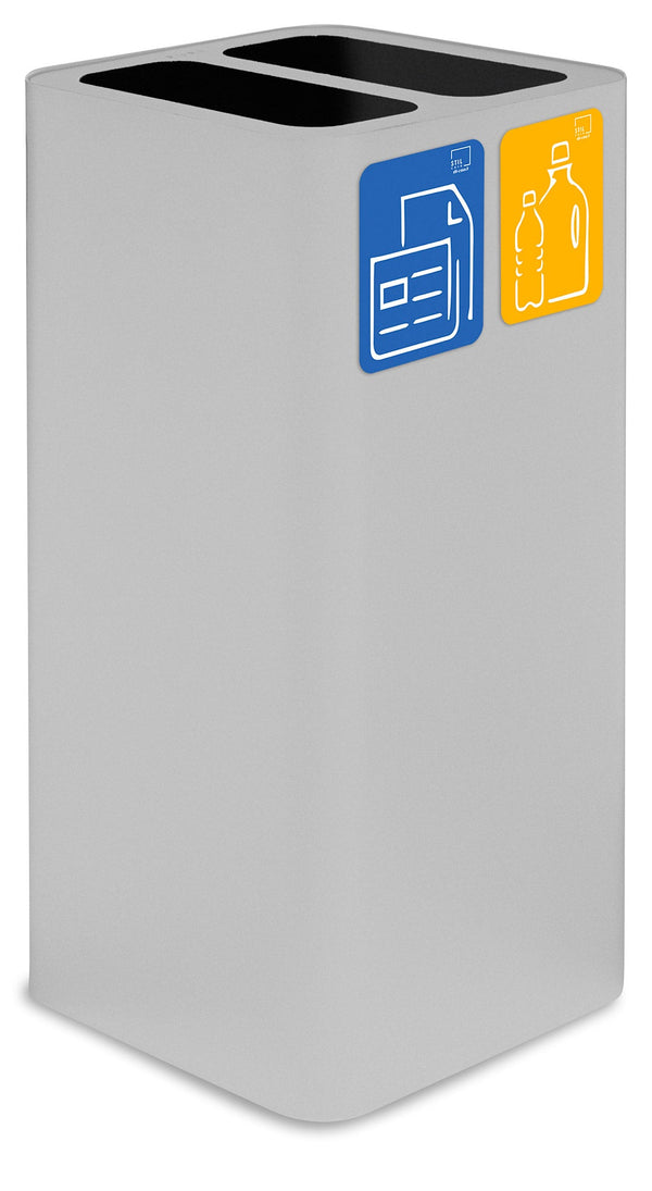 Pattumiera Per Raccolta Rifiuti 38x38xh80 cm In Acciaio Verniciato Cover a 2 Scomparti Bianco acquista