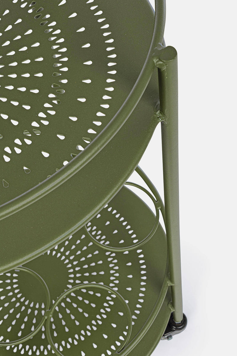 Carrello da Cucina 45x81 cm con Portabottiglie e Ruote in Acciaio Verde