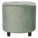 Pouf Poggiapiedi Contenitore Ø55x55 cm in Velluto Soriani Verde Tiffany