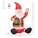 Babbo Natale Gonfiabile H120 cm Luminoso con LED Rosso