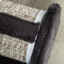 Tiragraffi per Gatti in Truciolato 44x24x16 cm con Gioco di Piume in Truciolato Peluche e Sisal Grigio