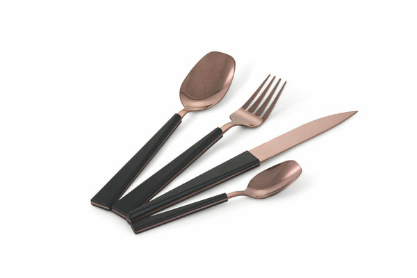 Service Besteckset 24-teilig in Stahl Villa d'Este Home Tivoli Copper Nero sconto