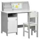Set Tavolo e Sedie per Bambini 5+ Anni 90x45x 85 cm in Legno Bianco e Grigio      