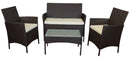Set da Giardino Divano 2 Poltrone e Tavolino in Polyrattan Soriani Marrone e Avorio