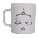 Tazza Zodiaco "bilancia" Ø8x10 cm in Bone China VdE Tivoli 1996 Bianco