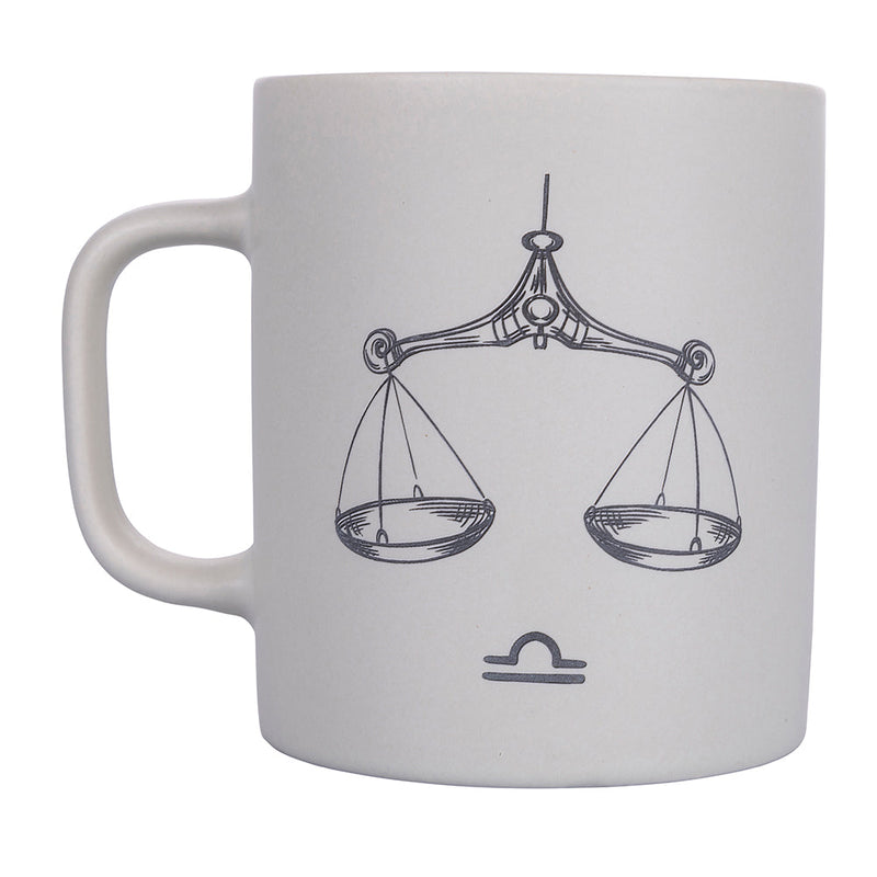 Tazza Zodiaco "bilancia" Ø8x10 cm in Bone China VdE Tivoli 1996 Bianco