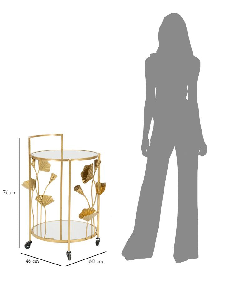 Carrello Flow 60x76x46 cm in Ferro e MDF Oro
