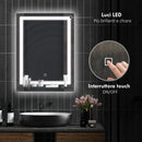 Specchio Bagno a Parete Cornice Luce LED a 3 Colori Mensola in Vetro 50x12x70 cm 