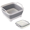 Vaschetta Bacinella Multiuso Pieghevole 30,5x30 cm 9 Litri con Tappo di Scarico in Silicone Grigio