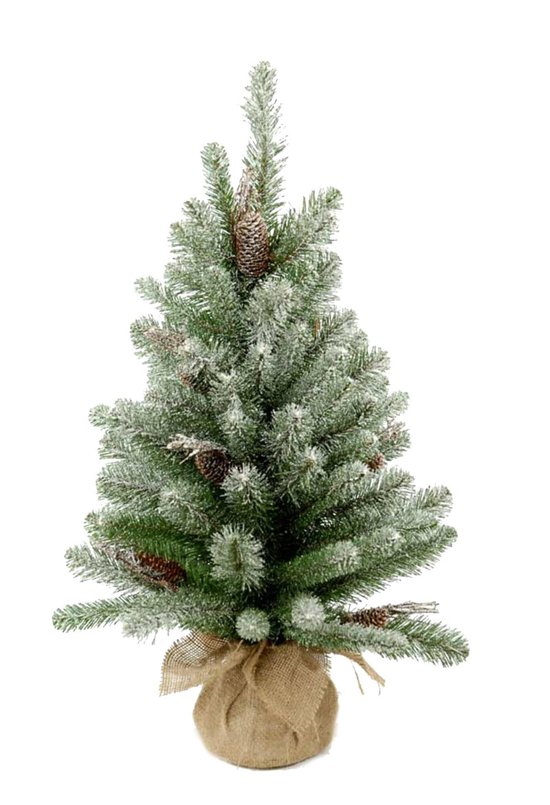 Mini Albero di Natale Artificiale H45 cm Abete innevato con Pigne 43 Tips Verde