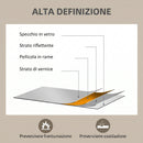 Specchio da Bagno a Parete Rettangolare 70x90 cm con Ganci in Vetro e MDF Bianco      