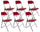Set mit 6 Klappstühlen 45 x 45 x 45/80 cm aus Stahl und rotem, gepolstertem PVC