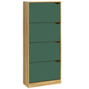 Scarpiera 4 Ante 63x24x150 cm Ripiani Doppia Profondità in MDF Quercia e Verde 