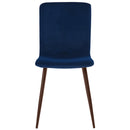 Set 4 Sedie per Sala da Pranzo in Velluto Blu con Gambe Nere Seduta Ergonomica