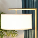 Lampada da Terra con Paralume E27 in Metallo Oro e Bianco