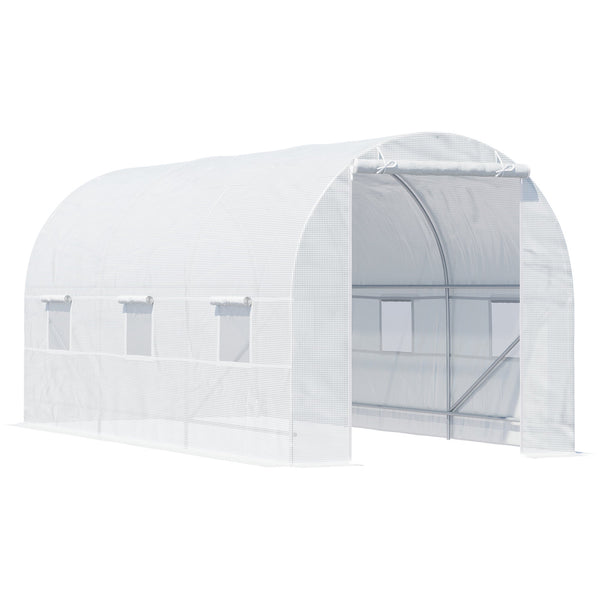 Garten-Tunnelgewächshaus für Pflanzen aus PE mit weißen Eisenrohren 450 x 200 x 200 cm sconto