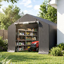Garage Moto per Esterno Portaoggetti 3x3 m con Porta e Prese d'Aria Avvolgibili in PE Impermeabile Grigio Scuro      