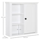 Mobiletto da Parete Salvaspazio 4 Ripiani Anta in Legno Bianco 53x14.5x50.5 cm